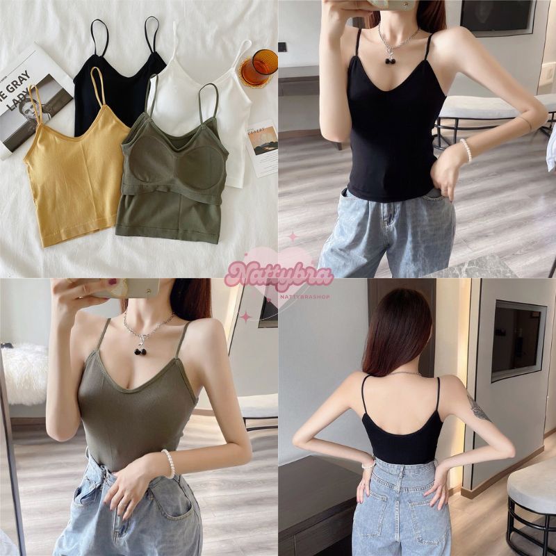 ลด30% โค้ดINC283ZN Nattybra สายเดี่ยว คอวี มีฟองน้ำ ผ้าคุณภาพดี เสื้อผ้า ผู้หญิง พร้อมส่งจากไทย
