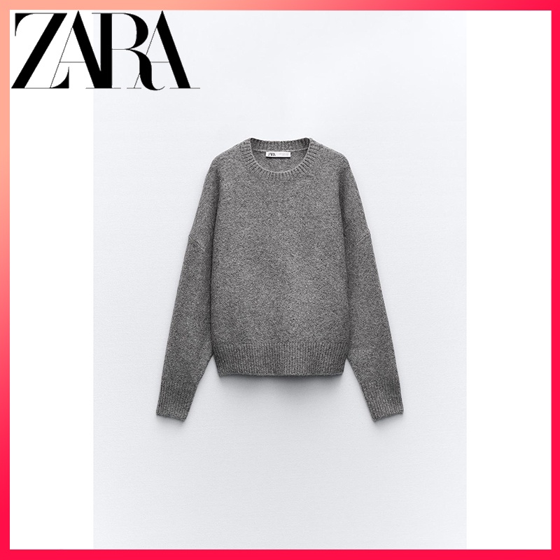 Zara ใหม่ เสื้อกันหนาว คอกลม แขนยาว แบบนิ่ม เหมาะกับฤดูใบไม้ร่วง สําหรับผู้หญิง