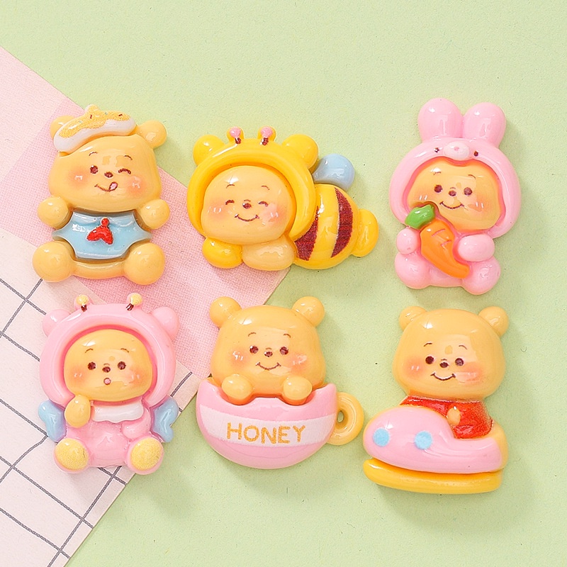 กาวเรซิ่น ลายการ์ตูนหมี ผึ้งน่ารัก สีเหลือง แฮนด์เมด diy อุปกรณ์เสริม สําหรับติดตกแต่งตู้เย็น แก้วน้ํา เครื่องประดับ รองเท้า การ์ด diy