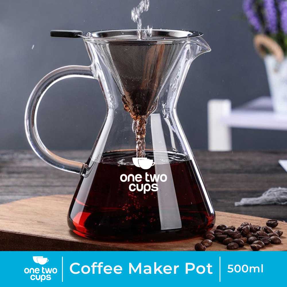 [LTS ] One Two Cups Coffee Server Model Chemex Drip Pour Over with Stainless Filter