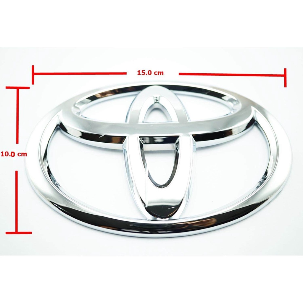 ป้ายโลโก้รถตู้ TOYOTA COMMUTER YARIS ตัวแรกติดด้านหน้าพลาสติกสีโครเมี่ยมขนาด 15.0x10.0cm   จัดส่งไว