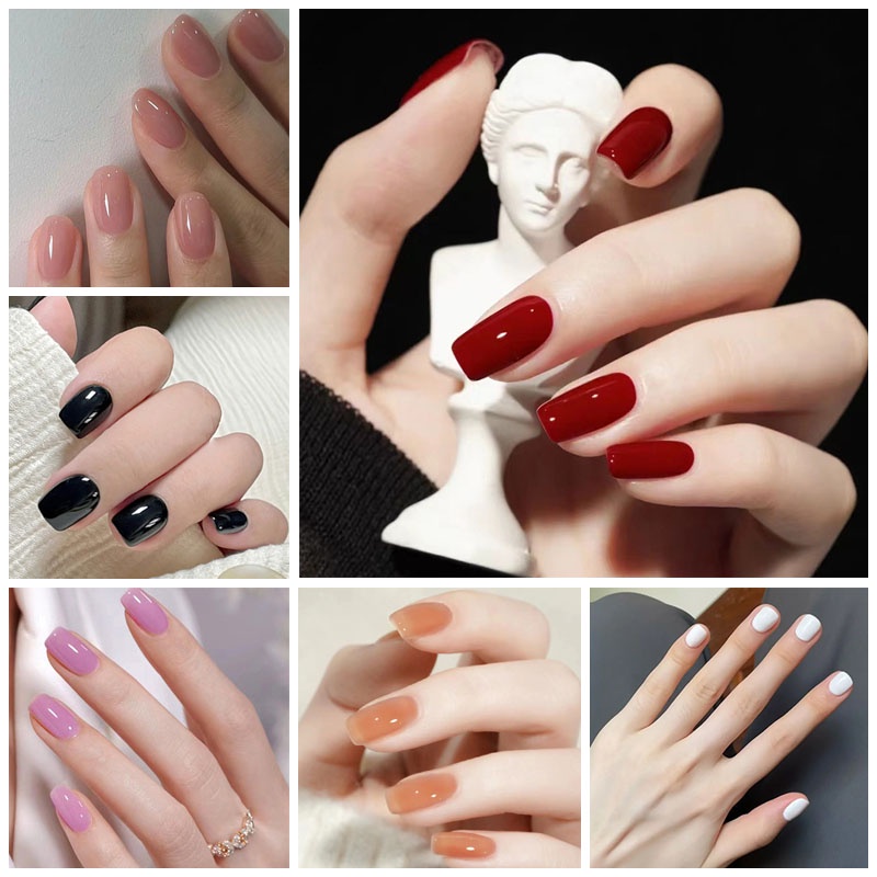 เล็บปลอม ทรงสี่เหลี่ยม สีพื้น พร้อมกล่อง 24 ชิ้น ต่อกล่อง CF001-042