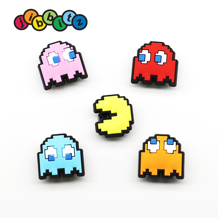 หัวเข็มขัดรองเท้า Pac-Man ใหม่การ์ตูนรองเท้าหัวเข็มขัด Peas-Eating Peas-Man Hole รองเท้าดอกไม้โมเสครองเท้าตกแต่ง Zhibixing อุปกรณ์เสริม