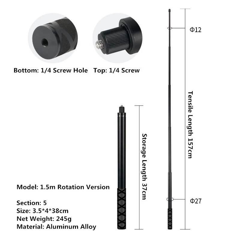 2026 ใหม่ 1.2M 2M 3M ไม้เซลฟี่ที่มองไม่เห็นสําหรับ Insta360 X5 X4 one X3 X2 oners oner Selfie Stick Bullet Time Bundle Handle สําหรับ Insta360 Panoramic กล้องอุปกรณ์เสริม DJI thumbnail 8