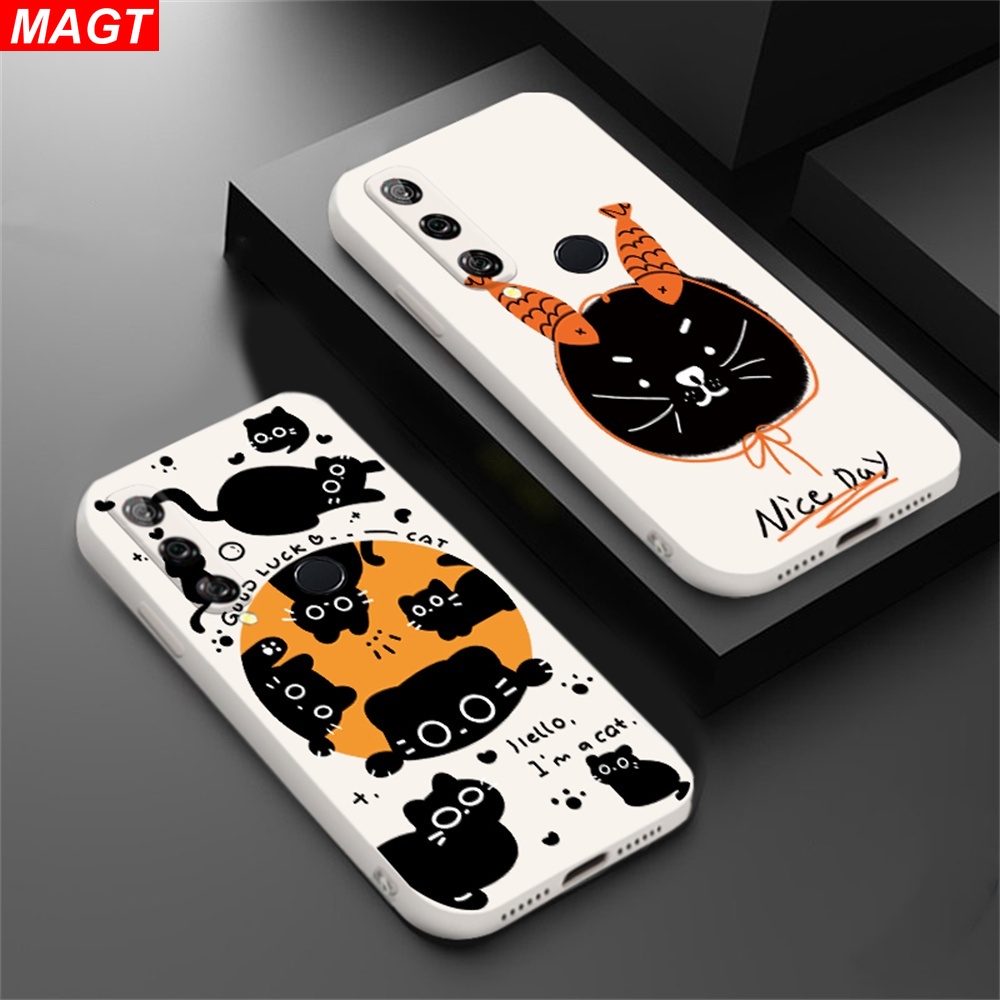 เคส Huawei P30 Lite Nova 5T Nova 3i Nova 7i Y6P Y7A Y6 Pro Y7 Pro 2019 Y9S MisChievous และน่ารัก ลายแมวดํา ตัวอักษร MAGT