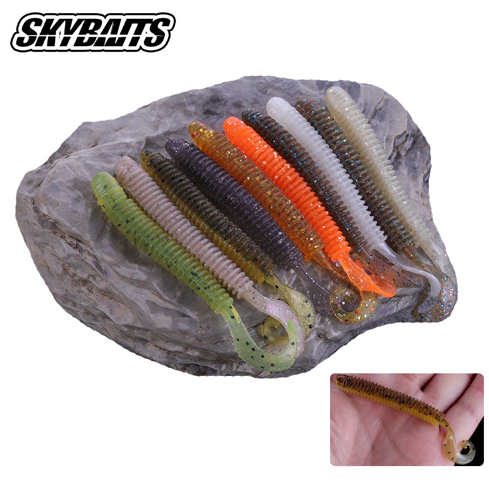 Skybaits เหยื่อตกปลาซิลิโคน รูปหนอน แบบนิ่ม 60 80 100 มม. 1.2 2.2 3.2 กรัม