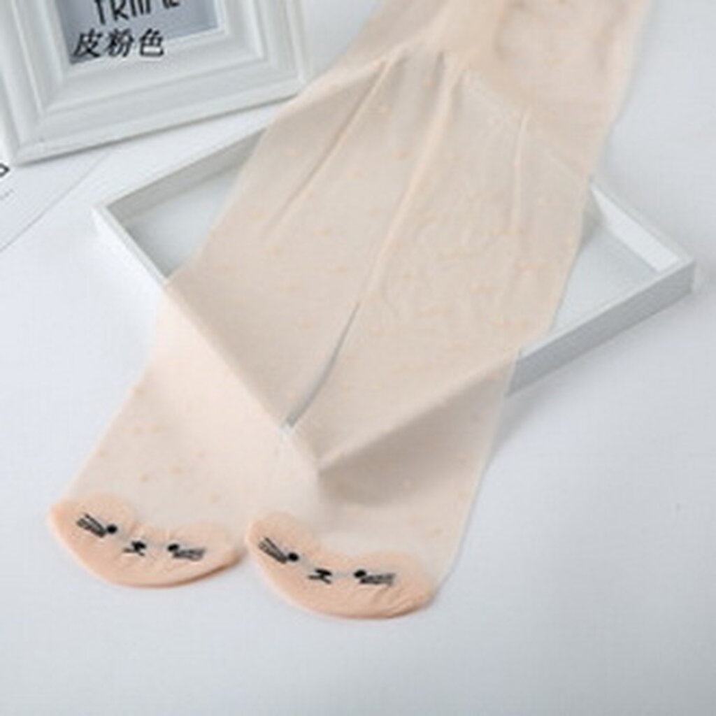 P40000- พร้อมส่งจากไทย ถุงน่องเด็กลายจุดซีทรู มีสีดำ-สีเนื้อ-สีขาว แต่งลายแมวเหมียวที่เท้า คลิกเลือกสีและไซส์ - รูปที่ 5