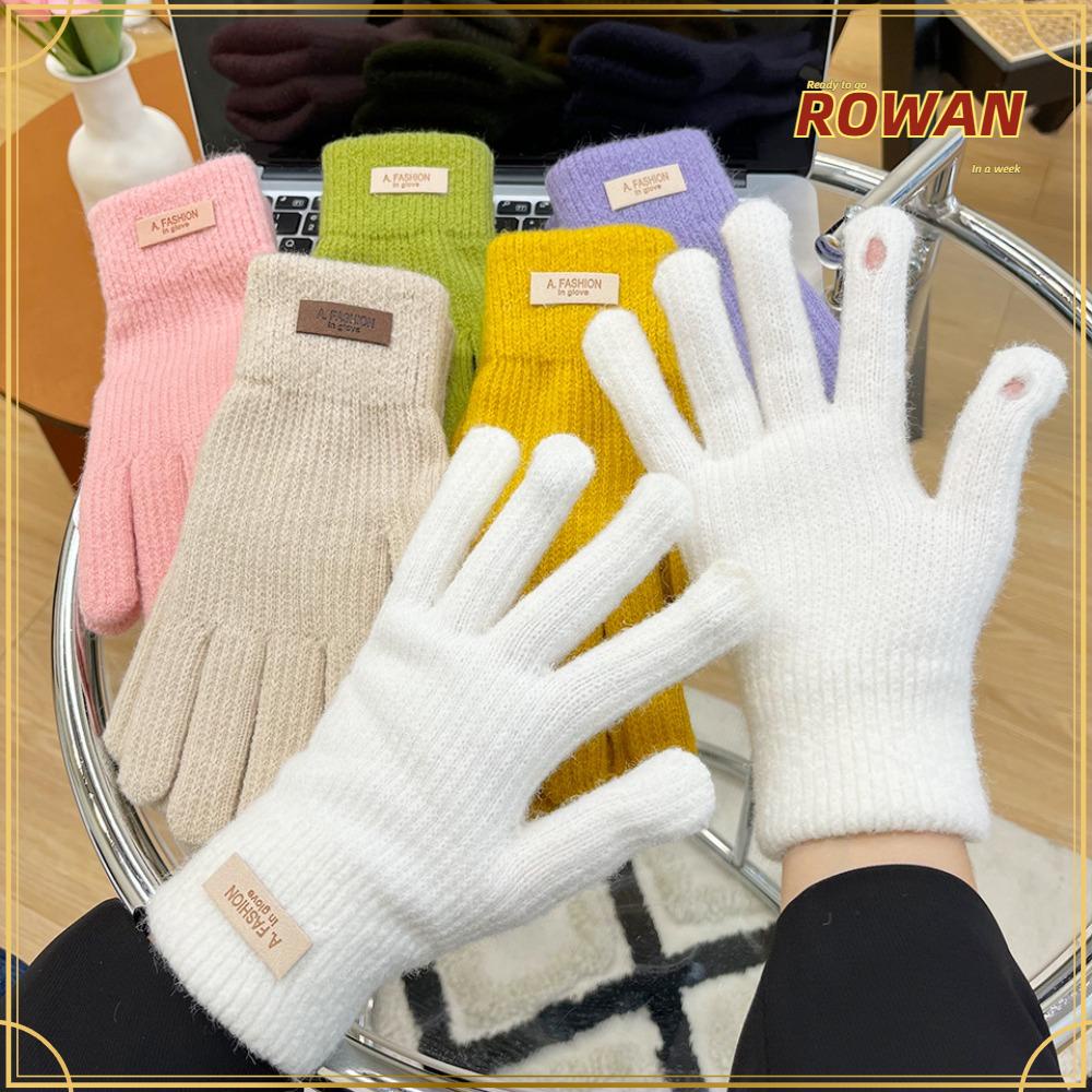 Rowans ถุงมือผ้าถัก หน้าจอสัมผัส ให้ความอบอุ่น สีพื้น แฟชั่นฤดูใบไม้ร่วง ฤดูหนาว สําหรับผู้หญิง เล่นกีฬา ขี่จักรยาน เล่นสกี ขับขี่ ทํางาน