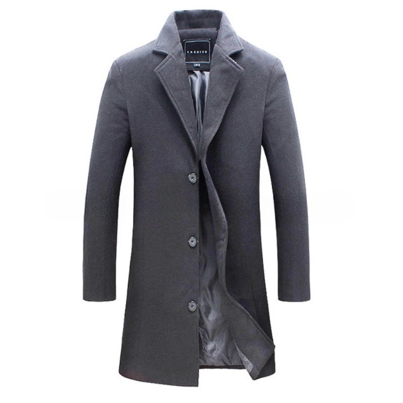 IELGY เสื้อกันหนาวฤดูใบไม้ร่วงและฤดูหนาวของผู้ชายเกาหลี Slim Fit Middle Long Coat