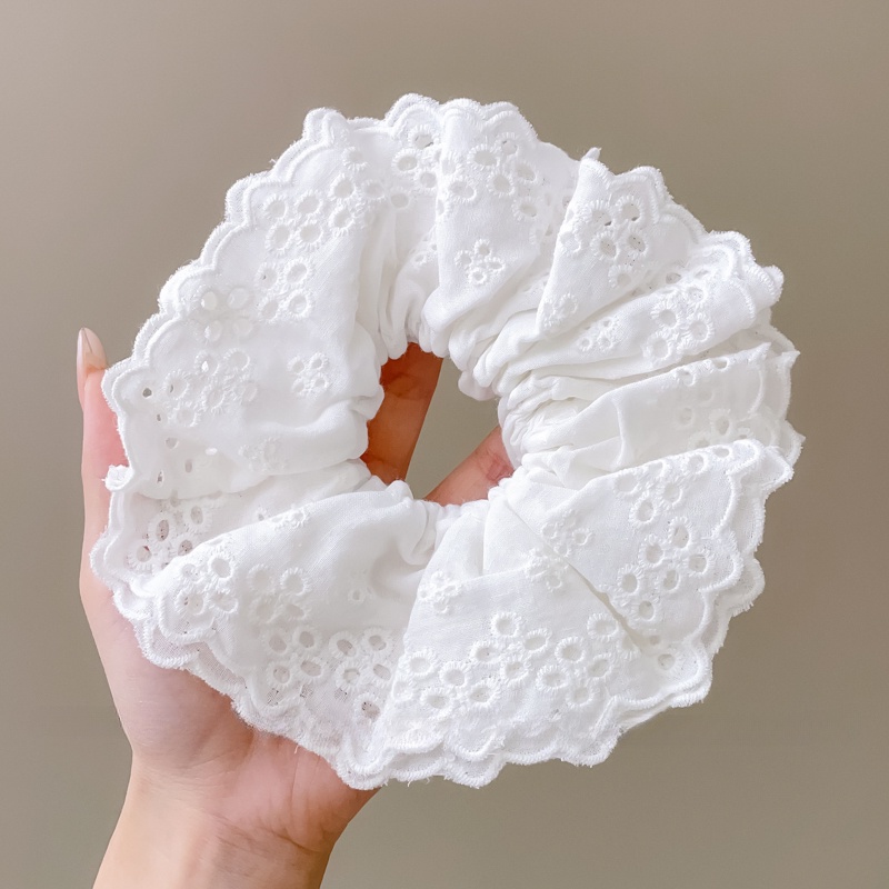 ยางรัดผม ทรงกลม ขนาดใหญ่ แต่งลูกไม้ ยืดหยุ่น สําหรับผู้หญิง 2023 - รูปที่ 4