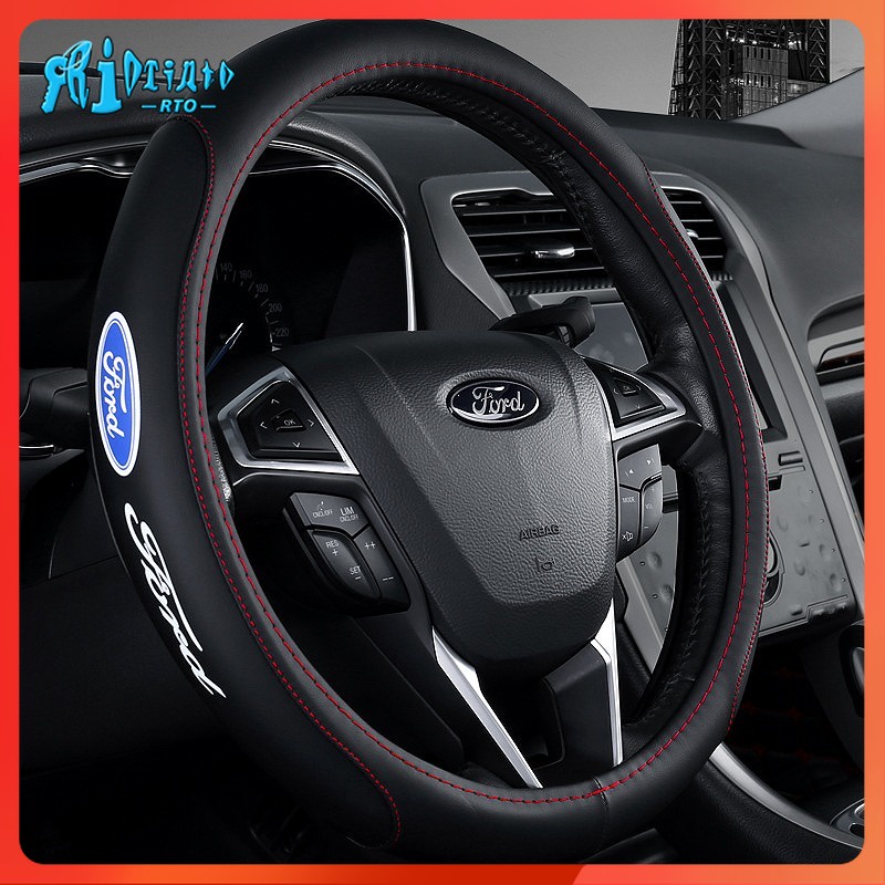 Rtot ปลอกหนังหุ้มพวงมาลัยรถยนต์ สําหรับ Ford Ranger Everest Fiesta Focus Kuga Mondeo