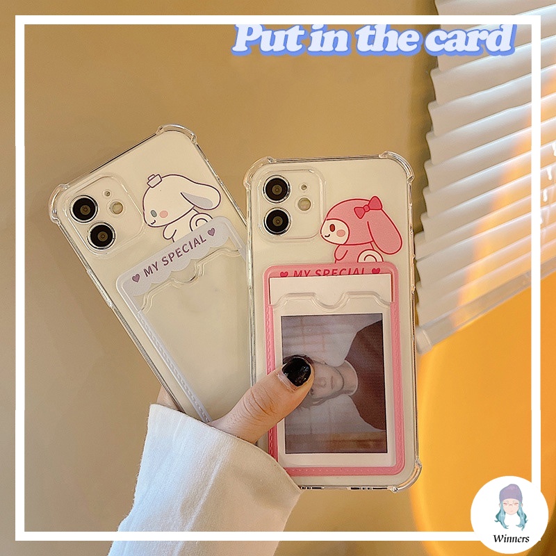 เคสโทรศัพท์มือถือแบบนิ่ม TPU กันกระแทก พร้อมช่องใส่บัตร ลายกระต่าย สุนัข สําหรับ IPhone 15 14 13 12 11 Pro Max X Xs Max XR 8 7 Plus