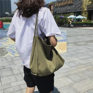 【พร้อมส่ง】miss bag fashion กระเป๋าสะพายไหล่ กระเป๋าเดินทางผ้าแคนวาส