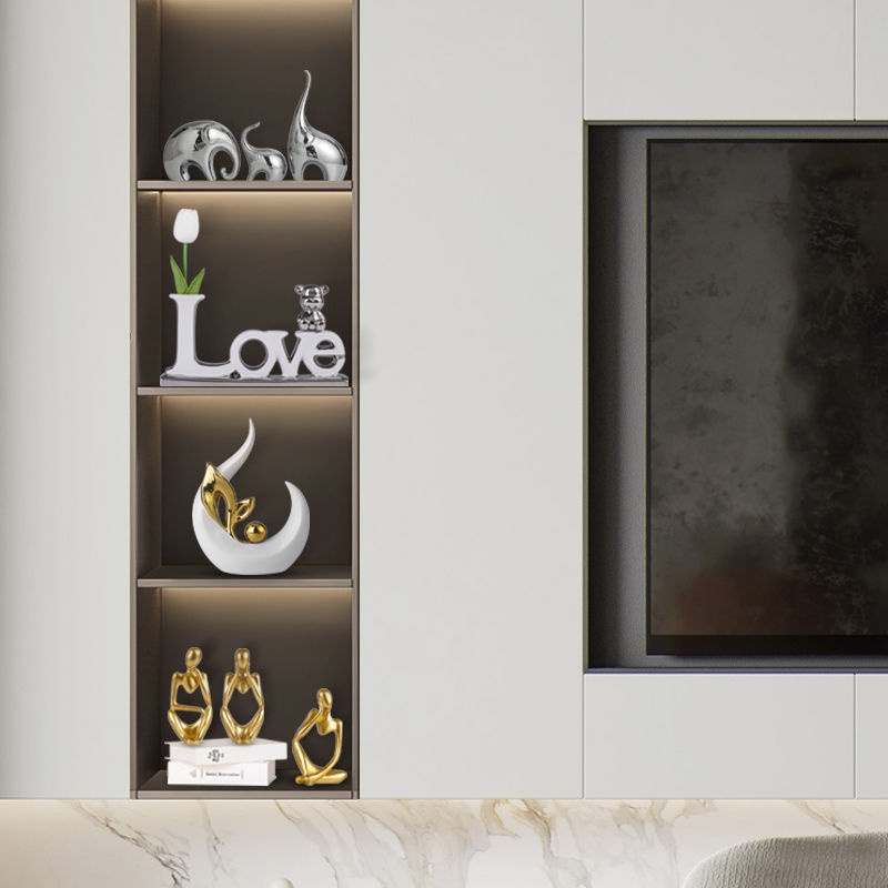 เครื่องประดับจดหมายบ้านใหม่ที่ทันสมัย, ห้องนั่งเล่นที่บ้าน, ทางเข้า, ตู้ไวน์, ตู้ทีวี, การตกแต่งหมีรุนแรงทั้งสองด้าน - รูปที่ 6