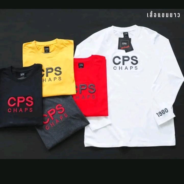 เสื้อยืดแขนยาว ชาย/หญิง งานปักนูน งานป้าย CPS Long.06 ( S M L XL ) ผ้า คอตตอล 100% แพทเทิร์นทรงตรงนิ่มใส่สบาย