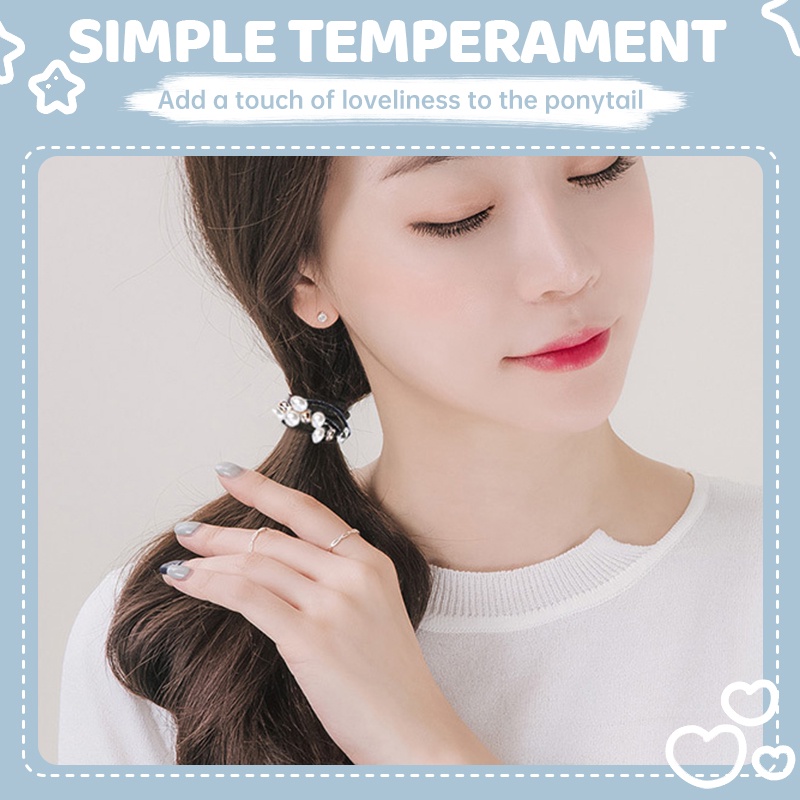 1 บาท ส่งจากไทย ยางรัดผม มุก ความยืดหยุ่นสูง เลือกสีได้เข้ากับทุกการแต่งกาย สไตล์เกาหลี นักเรียน สำหรับผู้หญิง-Tender sh