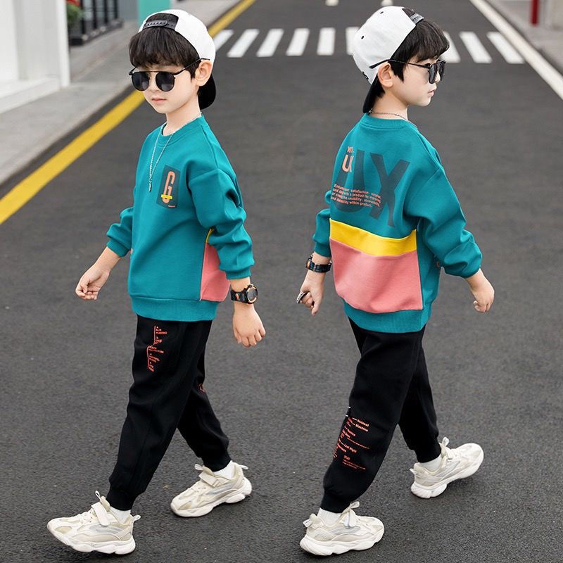 ones.th❤ เสื้อผ้าฤดูใบไม้ร่วงสำหรับเด็กผู้ชาย, ชุดเสื้อสเวตเตอร์กีฬาที่ทันสมัยสำหรับเด็ก, เสื้อผ้าเ