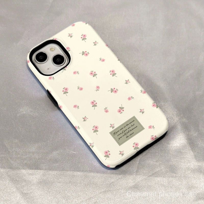 เคสโทรศัพท์มือถือแบบแข็ง กันกระแทก สองชั้น ลายดอกไม้ สีขาวนมสด ขนาดเล็ก สําหรับ Iphone 14promax 11 13 xr xs QA5W