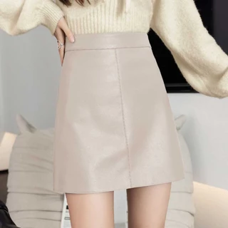 Miniskirt กระโปรงหนังทรงเอ กระโปรงเอวสูง สไตล์เกาหลี
