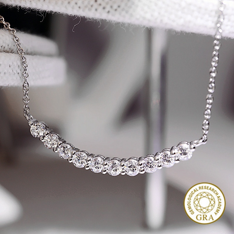 [ ใบรับรอง GRA ฟรี ] สร ้ อยคอเงิน 925 Moissanite Smile