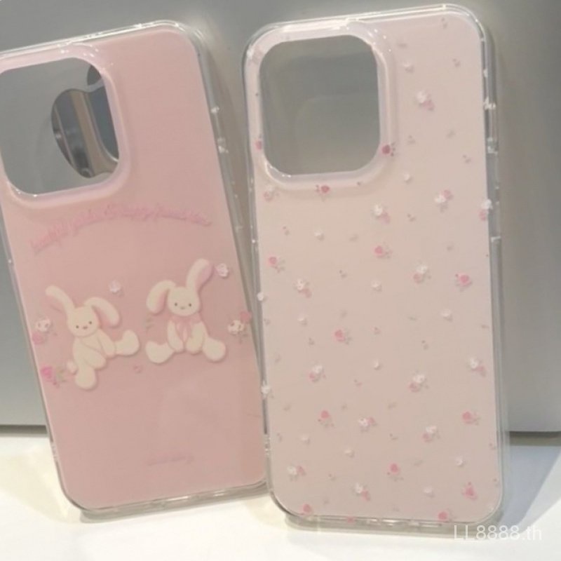 เคสมือถือ แบบนิ่ม ลายดอกไม้ กระต่ายน่ารัก กันกระแทก สําหรับ iPhone 14 Pro Max 13 12 11 NPGG