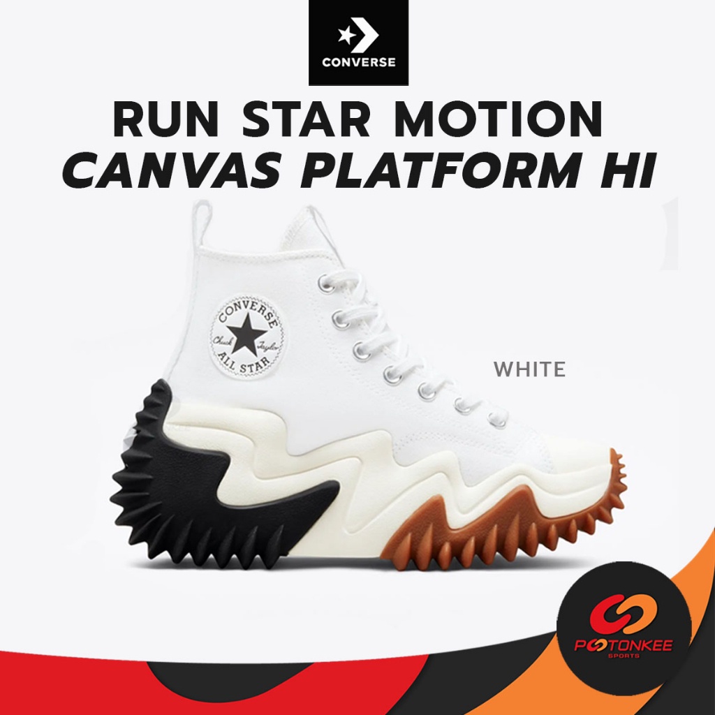 (แท้100%) CONVERSE Run Star Motion Canvas Platform Hi ผ้าใบคอนเวิร์ส หุ้มข้อ รองเท้า Hot sales