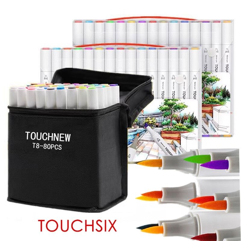 ปากกามาร์คเกอร์หัวอ่อน TOUCH SIX ล้างทำความสะอาดได้สองหัวนักศึกษาศิลปะปากกามาร์คเกอร์พิเศษ TOUCH NEW T8