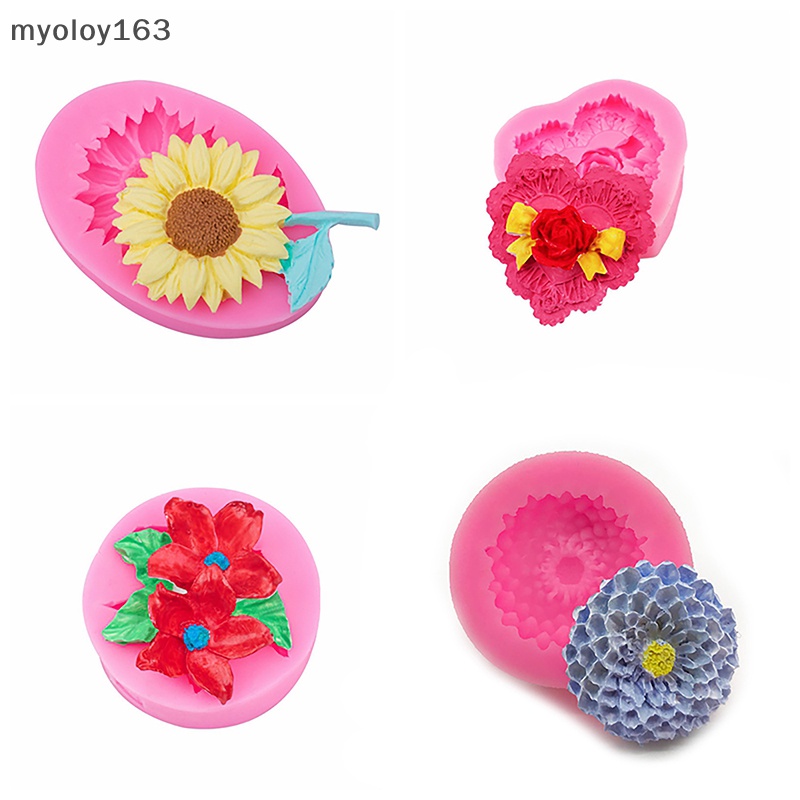 Myoloy 3D Lily ดอกไม้แม่พิมพ์ซิลิโคนเรซินแม่พิมพ์ช็อกโกแลตเค้ก Fondant ตกแต่งเบเกอรี่เครื่องมือห้องครัวขนมทําสบู่ DIY ของขวัญ TH