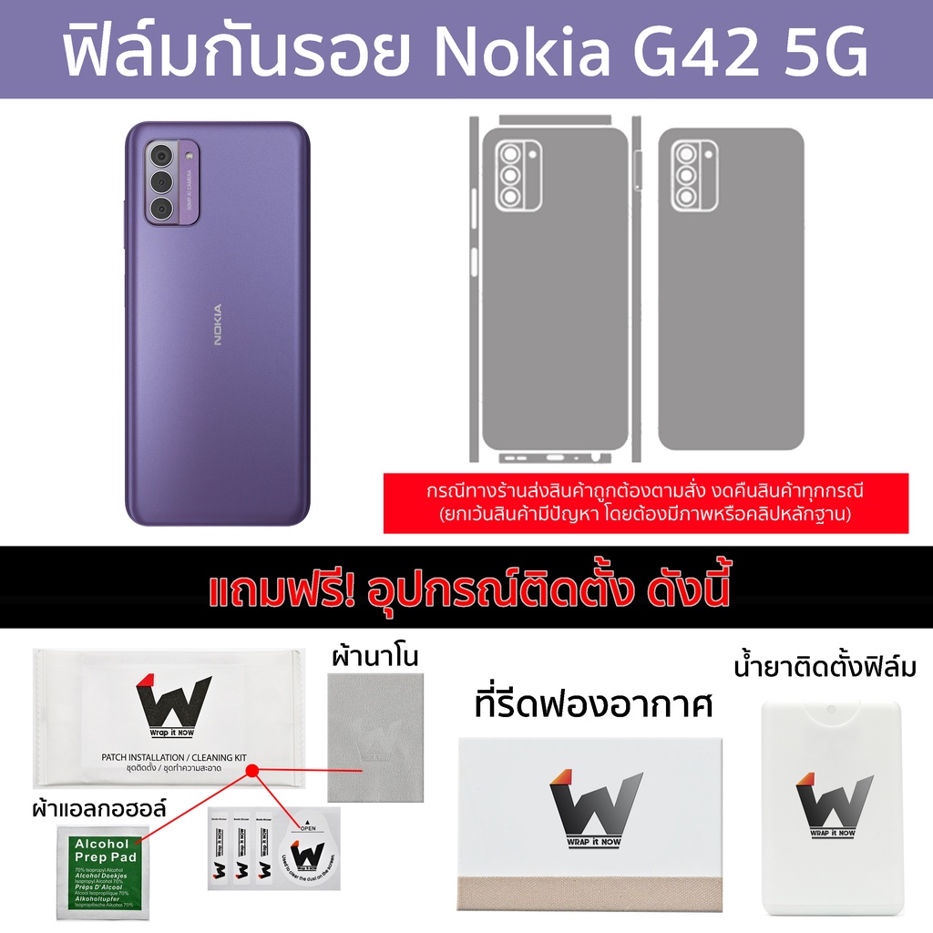 ฟิล์มกันรอย Nokia G42 5G / NokiaG42 5G ฟิล์มรอบตัว ฟิล์มหลัง ฟิล์มขอบข้าง