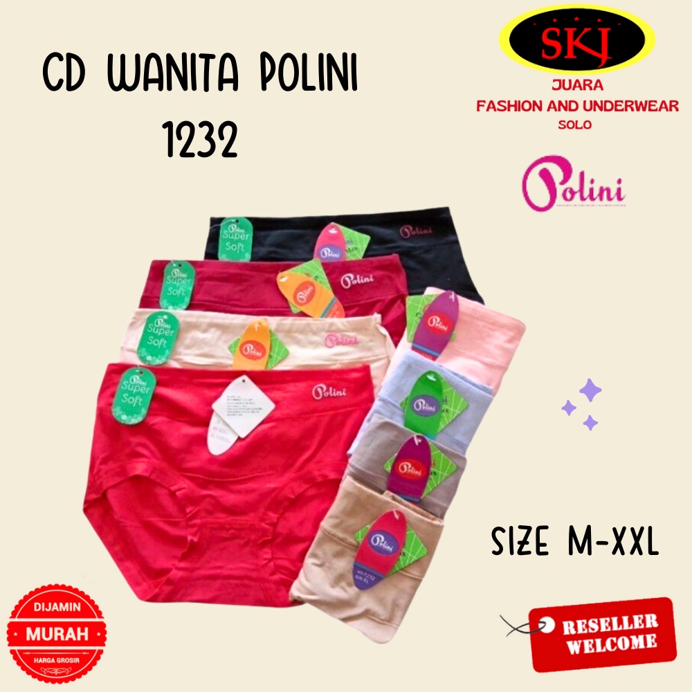 [Dozen ] กางเกงชั ้ นใน Polini 1232 Super Soft /CD คละสี Super Soft Semi Boxer