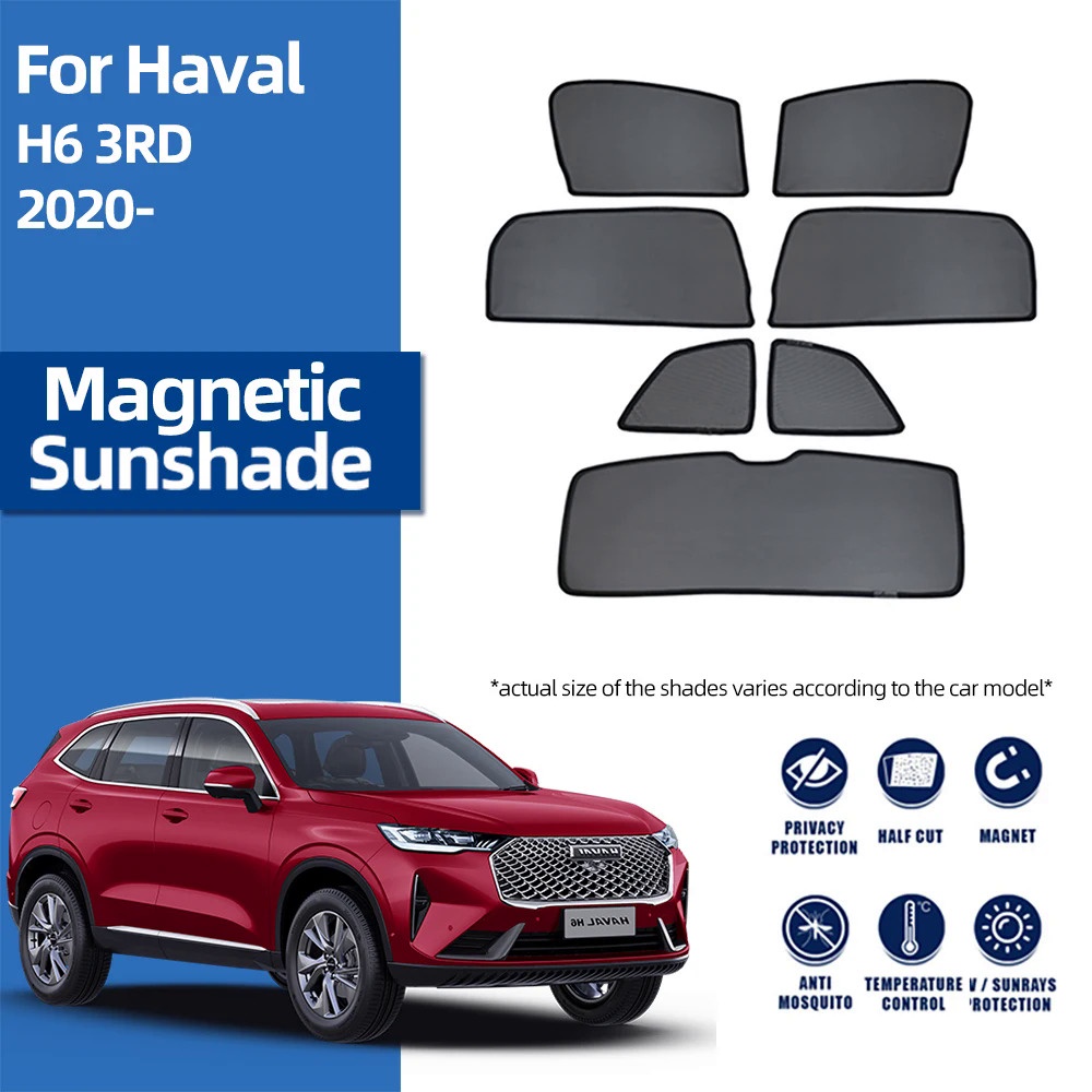 สําหรับ GWM Haval H6 3RD Gen 2021-2026 Magnetic Car Sunshade Shield ด้านหน้าด้านหลังกระจกผ้าม่านด้านข้างหน้าต่าง Sun Shade Visor