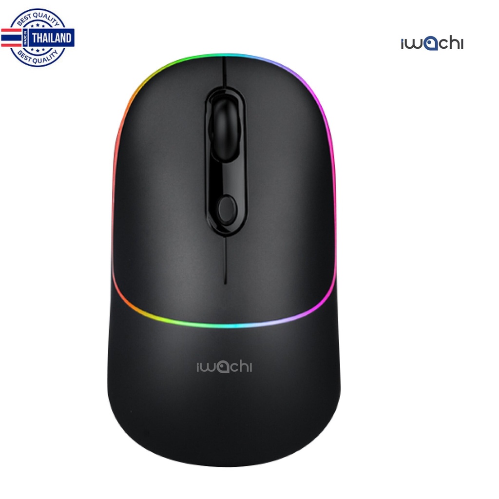 เมาส์ไร้สาย Iwachi I3 rechargable bluetooth mouse รองรั 2.4G/BT5.0 แตเตอรี่ในตัว 650mAh