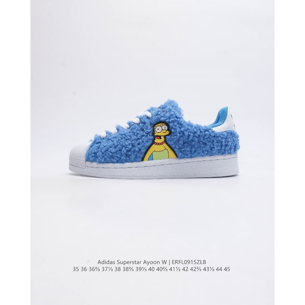ADIDAS SUPERSTAR AYOON W Clover ผ้าใบ Classic Shell Toe แฟชั่นบุรุษและสตรีหนังแท้ด้านบนวัสดุ รองเท้