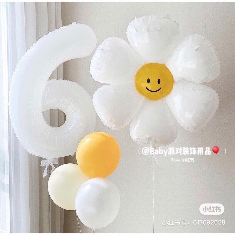 ลูกโป่งตัวเลข 32 นิ้ว สีขาว/สีขาวHBD ดอกเดซี่ ปาร์ตี้ วันเกิด 2526 2527 2528 2529 2530 2531 2532 2533 2534 2535