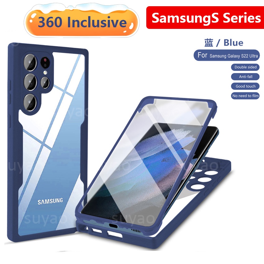 เคสโทรศัพท์มือถือแบบนิ่ม กันกระแทก 360 องศา หน้า หลัง สองด้าน 2 In 1 สําหรับ Samsung Galaxy S22 S21 Plus Ultra FE SamsungS22 SamsungS21