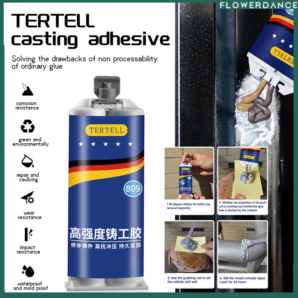 Tertell Foundry Glue Ab Glue Repair Agent เหล็กกล้าไร้สนิม ทองแดง อลูมิเนียม สิ่งประดิษฐ์ซ่อมแซมการรั่วซึม ปลั๊กกันน้ำ โลหะเหล็กหล่อ ดอกไม้กาว flower