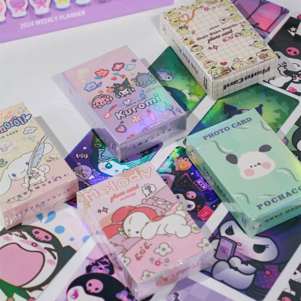 การ์ดโฟโต้การ์ด Sanrio LOMO Kuromi Melody Cinnamoroll Flash Laser Card ของเล่นสําหรับเด็ก