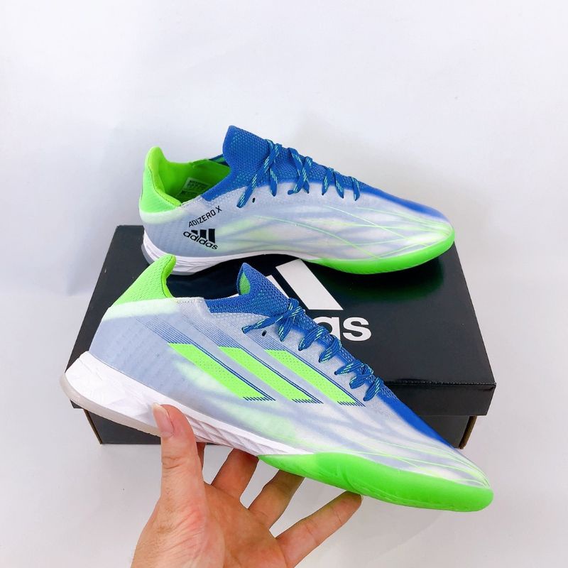 Sepatu Futsal Adidas X Speedflow .1 Prime Adizero White Screaming Green Sonic Ink IN สันทนาการ