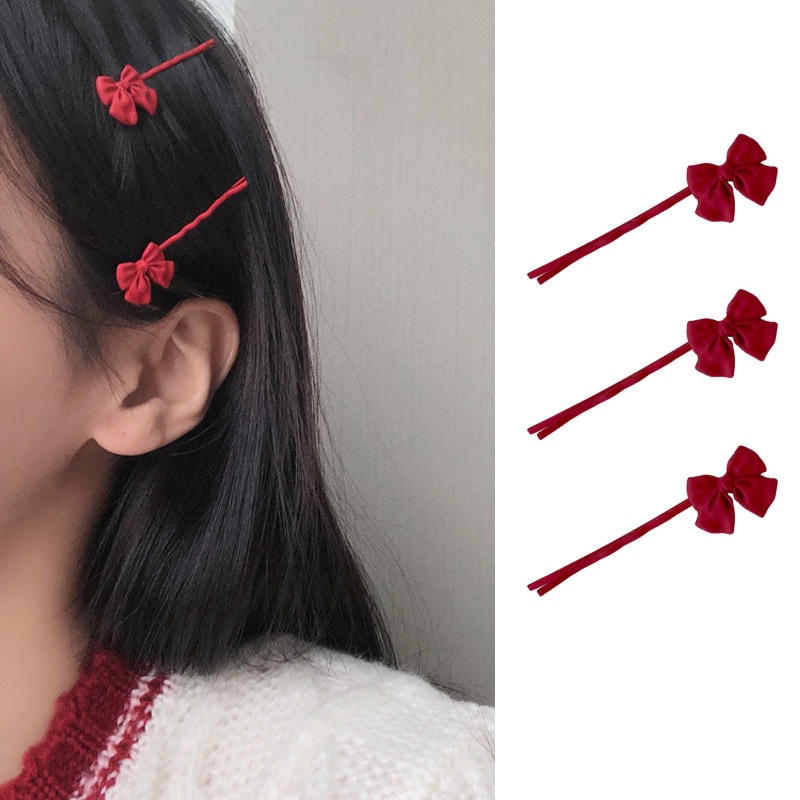 กิ๊บติดผม อเนกประสงค์ ประดับโบว์น่ารัก สีแดงหวาน สําหรับเด็กผู้หญิง
