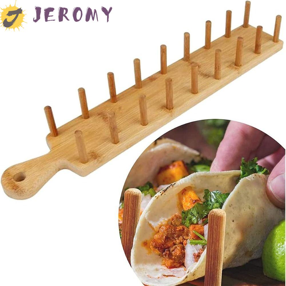 Jeromy ชั้นวางจานทาโก้ ด้ามจับไม้ นิ่ม หรือแข็ง สไตล์วินเทจ เป็นมิตรกับสิ่งแวดล้อม 8 ชิ้น