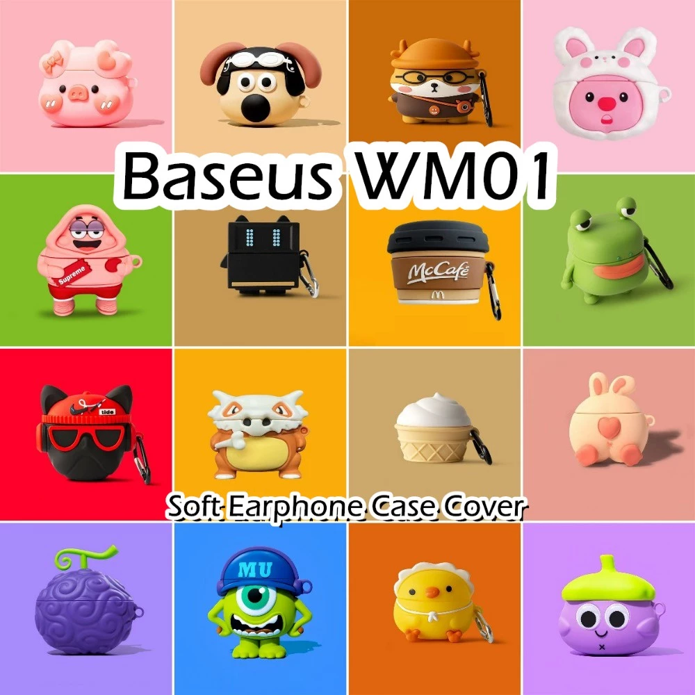 พร้อมส่ง! สําหรับ Baseus WM01 เคส ตลก การ์ตูน จัดแต่งทรงผม ซิลิโคนนิ่ม เคสหูฟัง เคส