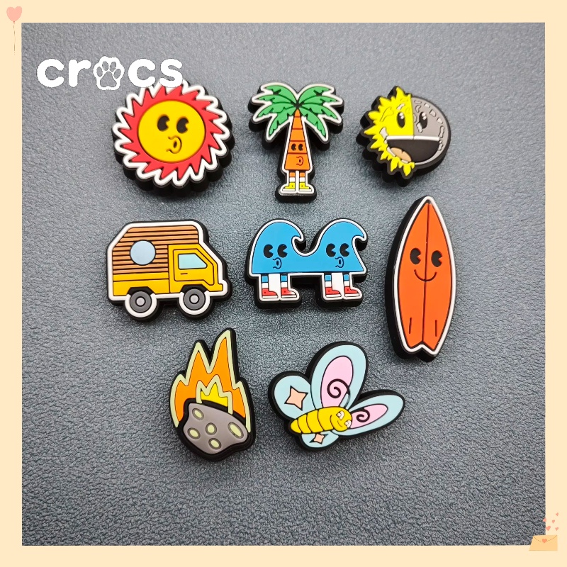 Crocs Jibbitz ตัวติดรองเท้า ลายการ์ตูนดอกไม้น่ารัก ถอดออกได้ แฟชั่นสไตล์เกาหลี DIY