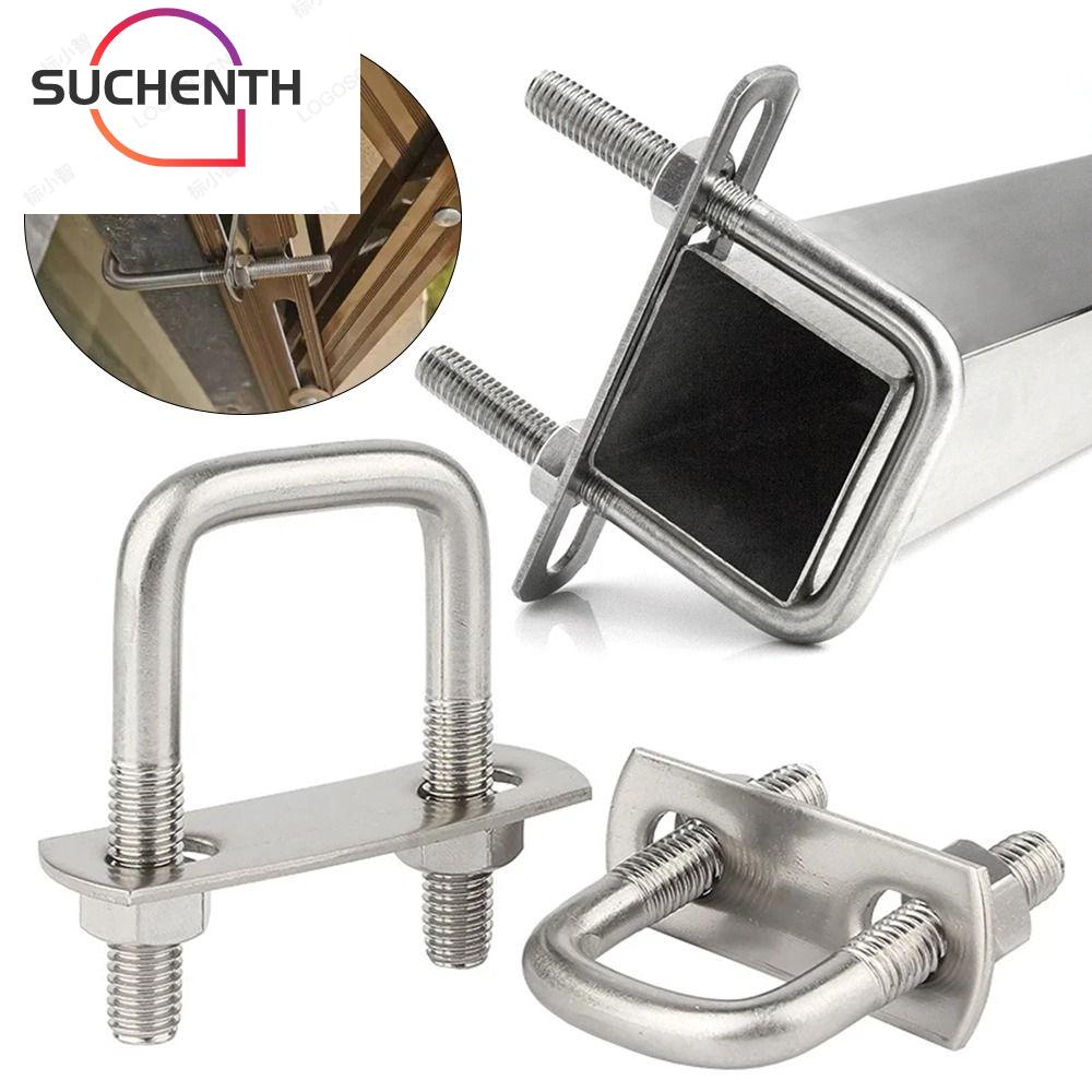 Suchenth แคลมป์ตัว U สกรูสเตนเลส 304 ทนทาน พร้อมสลักเกลียวตัว U M6 2 ชุด