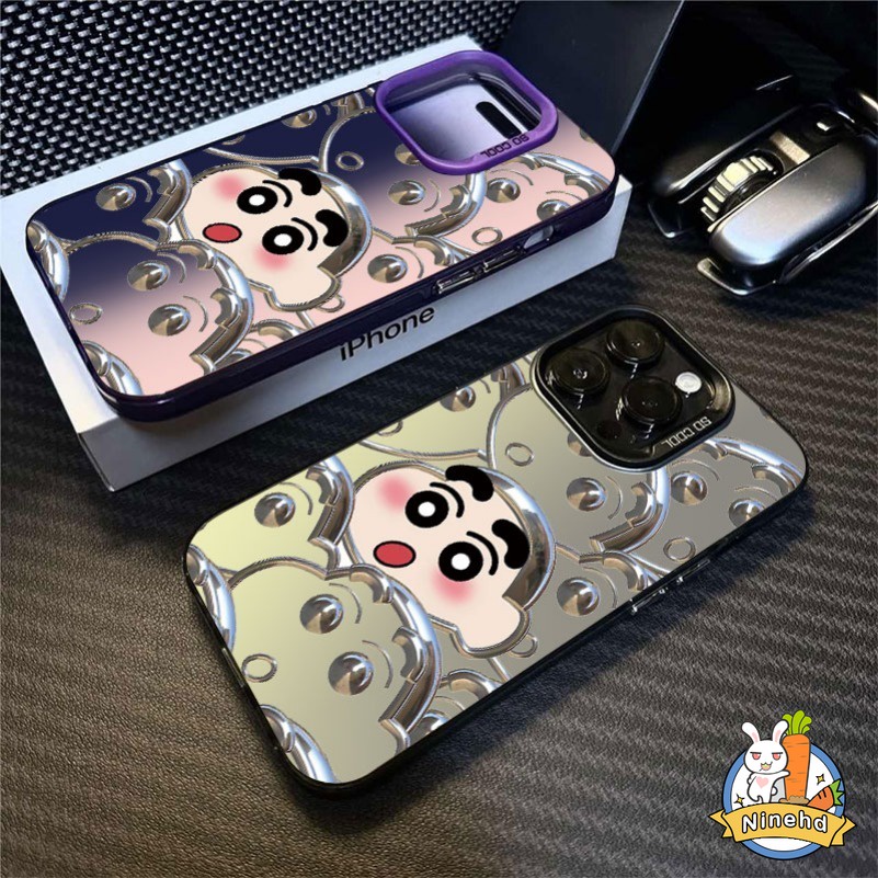 เคสโทรศัพท์มือถือ ชุบไฟฟ้า ลายการ์ตูนอนิเมะน่ารัก กรอบสีเงิน สําหรับ OPPO A18 A38 A17 A16 A15 A58 A57 A54 A53 A94 A93 A7 A5S A3S OPPO Reno 5 5G