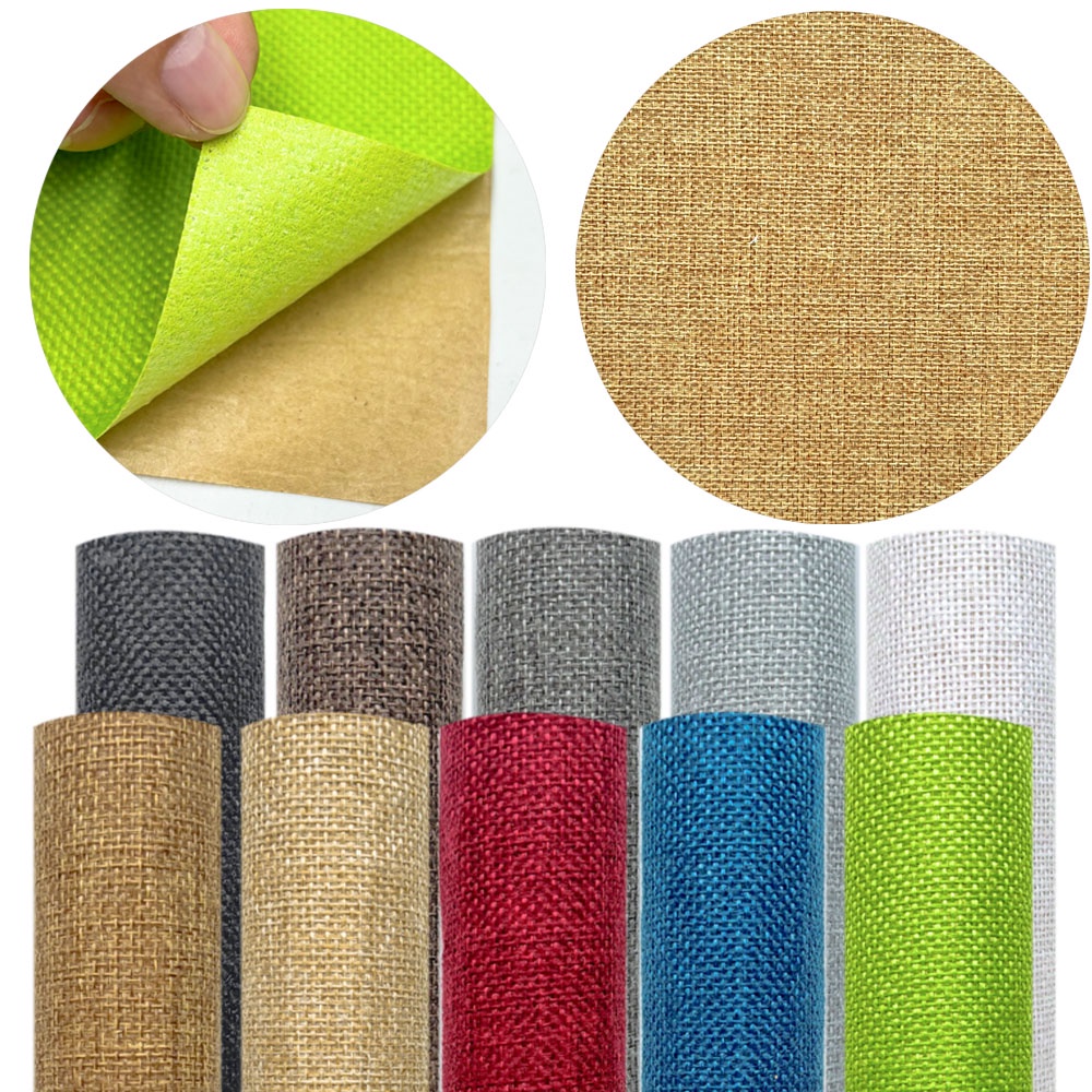 10สีกาวตนเองผ้าลินินผ้าสําหรับเครื่องประดับเคาน์เตอร์พื้นหลังแสดงผนังตกแต่งย้อนยุค