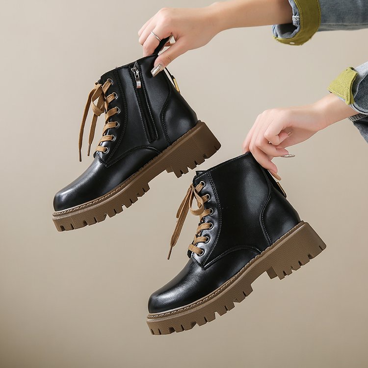 ผู้หญิงคลาสสิก Martin Boots หนัง Pu อเนกประสงค์ Anti Slip สบายหนา Soled รองเท้าผู้หญิงขนาดใหญ่ 35-42