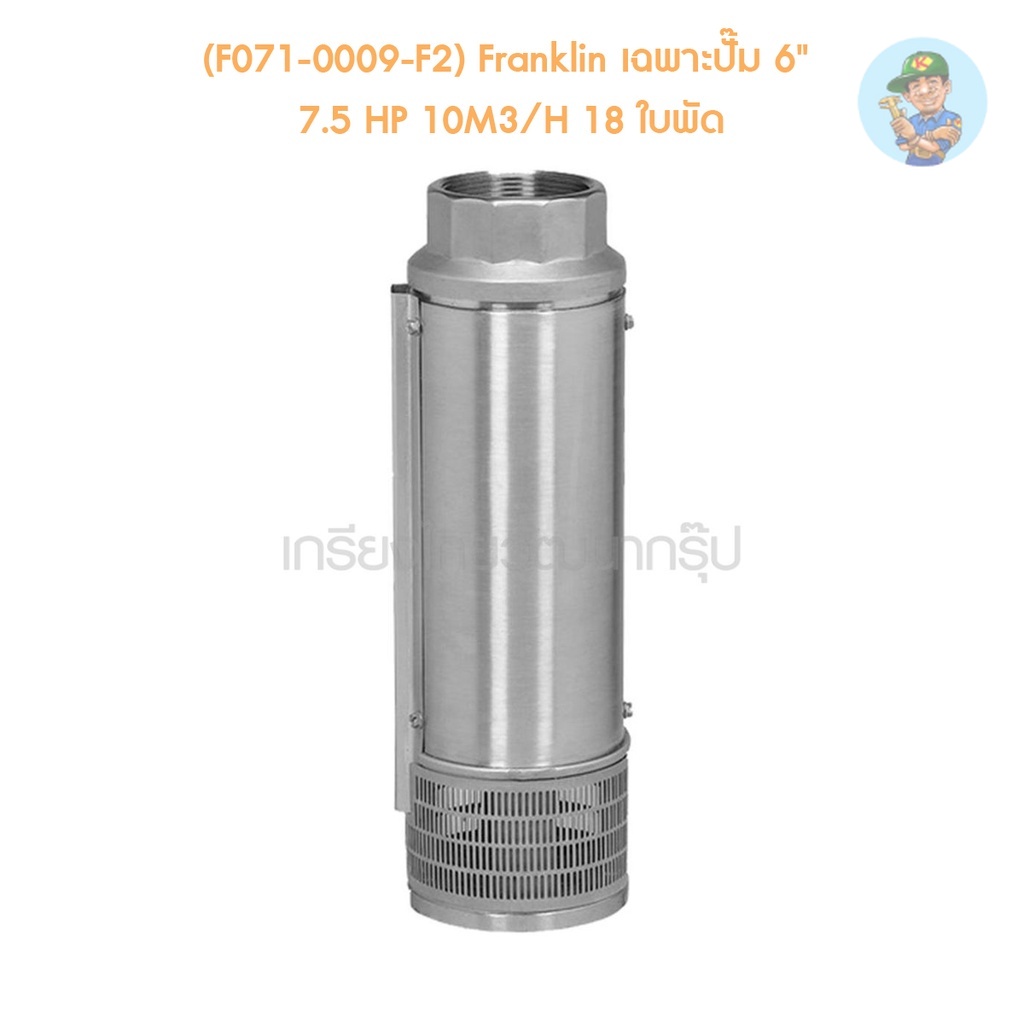 🎆 (F071-0009-F2) Franklin เฉพาะปั๊ม 6" 7.5 HP 10M3/H 18 ใบพัด