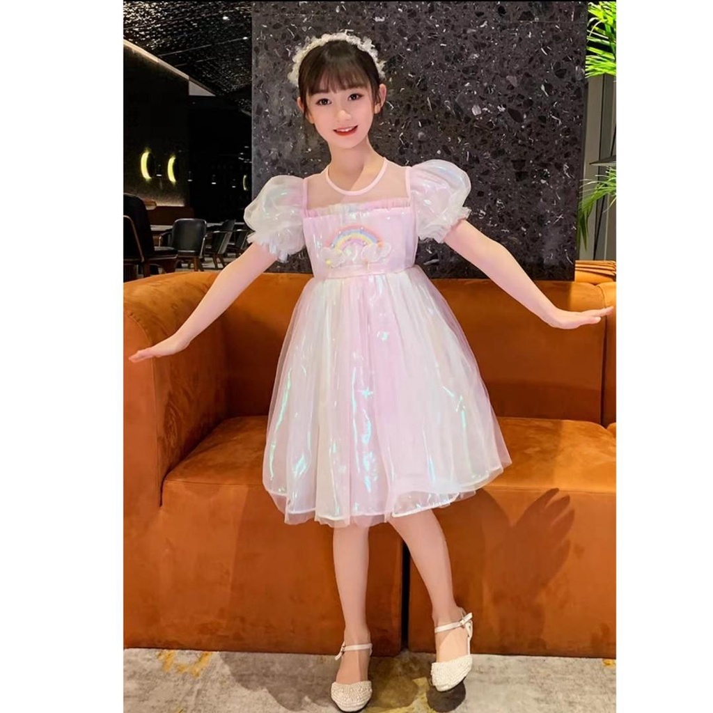 (SIZE 3TH) L2EG-DRESS RAINBOW POMPOM Baby เด็กวัยหัดเดินสาวสบาย