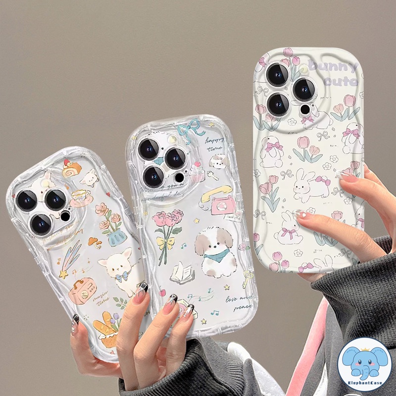 Graffiti Rose Cartoon Painting ลูกสุนัขน่ารักแกะวินเทจซอฟท์เคส iPhone 11 15 14 12 13 Pro Max 7Plus XR 8 7 Plus X XS Max