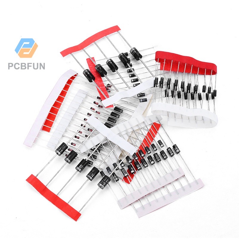 Pcbfun ไดโอด 2/10 ถุง 1N4148 1N4007 1N5819 1N5399 1N5408 1N5822 FR107 FR207 8 ข้อกําหนด 100 ชิ้น